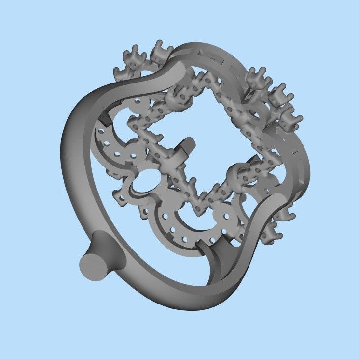 Women ring with gems and diamonds 3dm stl vintage 3D print model_26