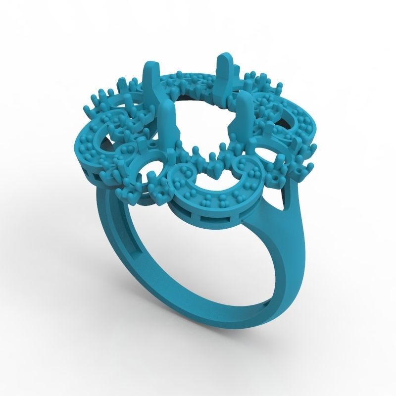 Women ring with gems and diamonds 3dm stl vintage 3D print model_13