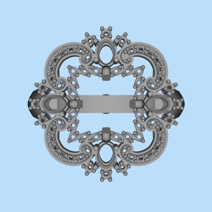 Women ring with gems and diamonds 3dm stl vintage 3D print model_23