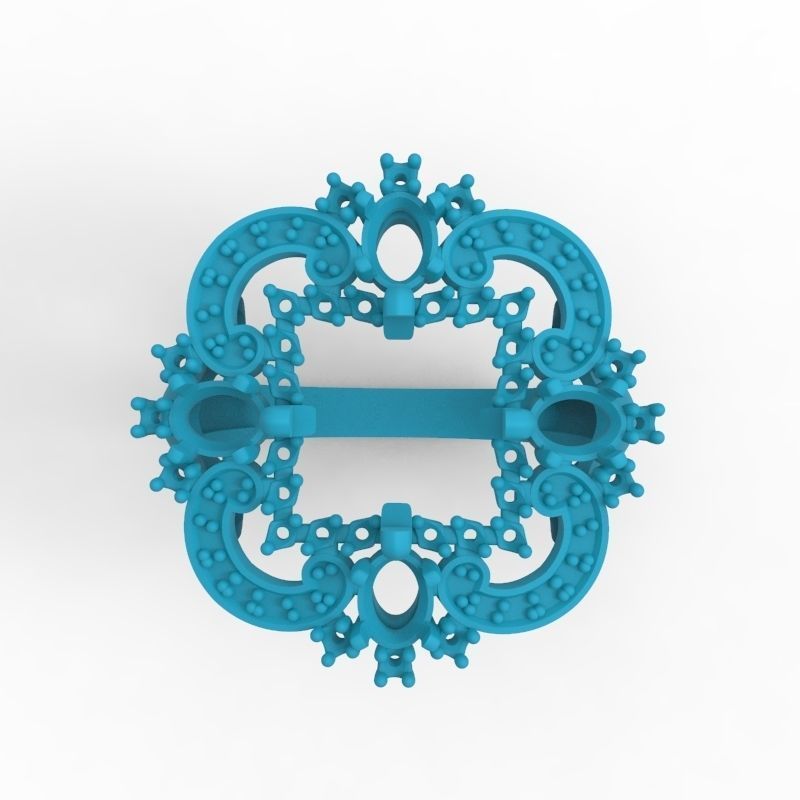 Women ring with gems and diamonds 3dm stl vintage 3D print model_15