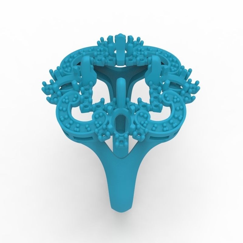 Women ring with gems and diamonds 3dm stl vintage 3D print model_17