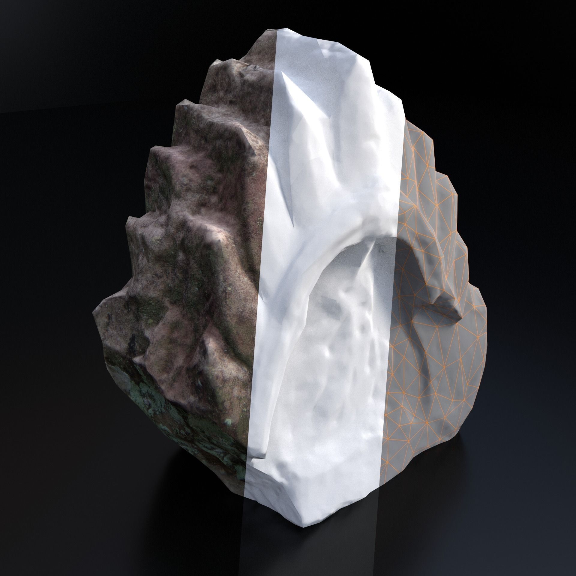 Scanned Stone Crown Low-poly 3D model_3