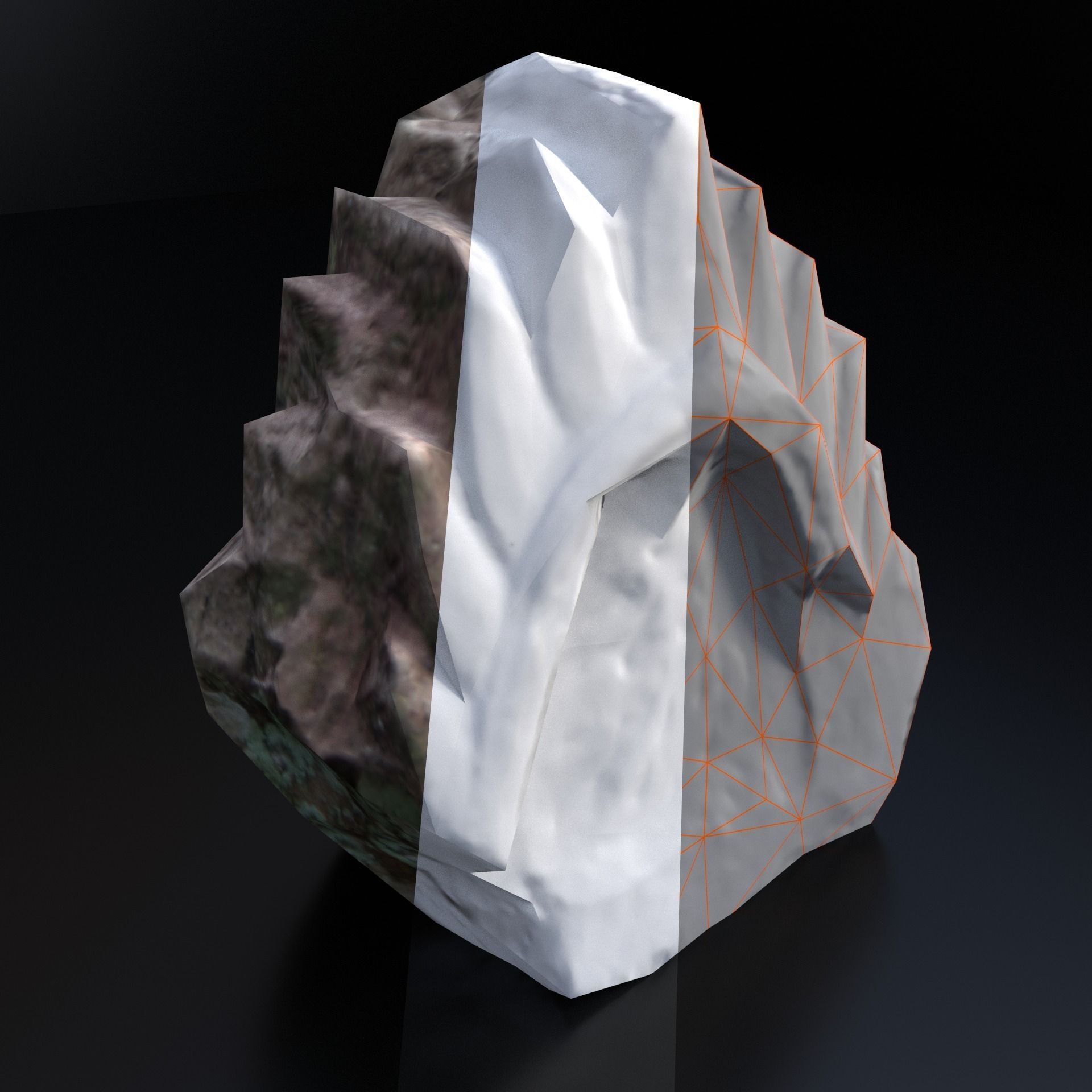 Scanned Stone Crown Low-poly 3D model_5