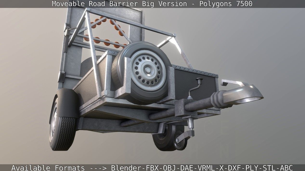 Moveable Barrier Big Version Low-poly 3D model_75