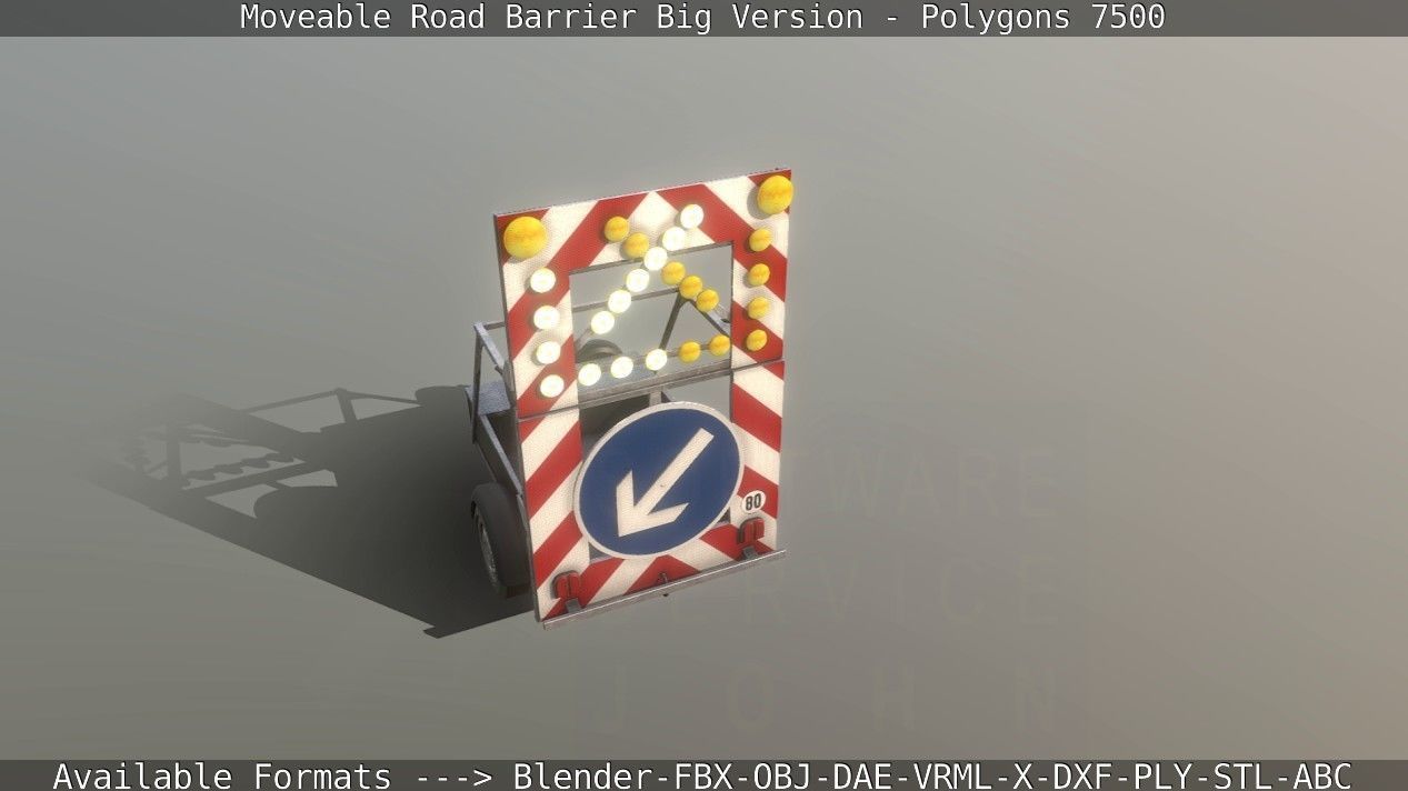 Moveable Barrier Big Version Low-poly 3D model_144