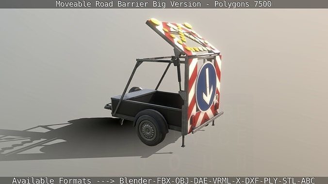 Moveable Barrier Big Version Low-poly 3D model 2