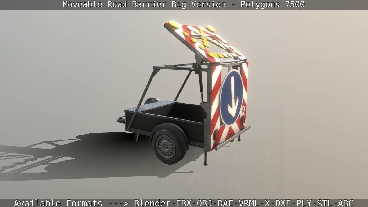 Moveable Barrier Big Version Low-poly 3D model_2