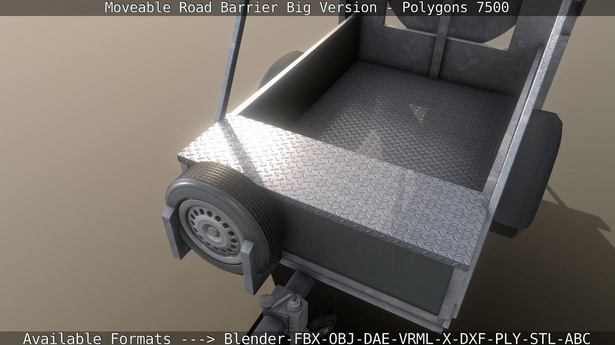 Moveable Barrier Big Version Low-poly 3D model_6
