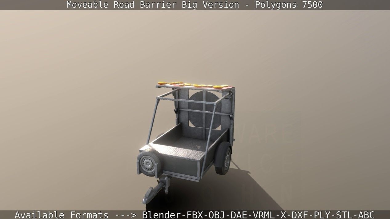 Moveable Barrier Big Version Low-poly 3D model_34