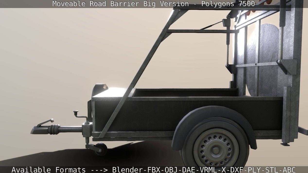 Moveable Barrier Big Version Low-poly 3D model_90