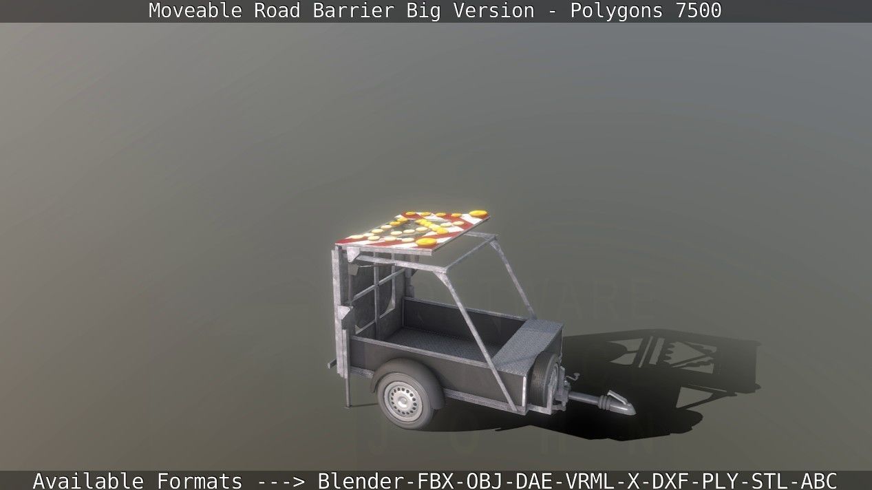 Moveable Barrier Big Version Low-poly 3D model_41