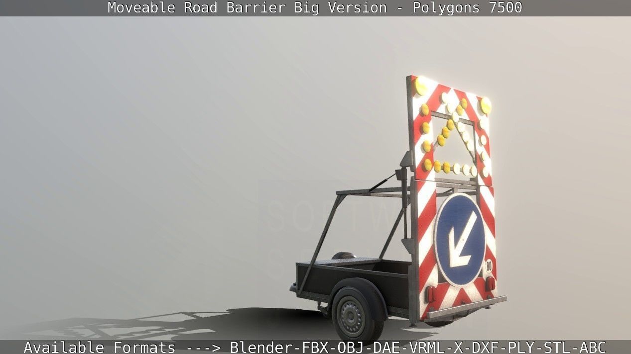 Moveable Barrier Big Version Low-poly 3D model_21