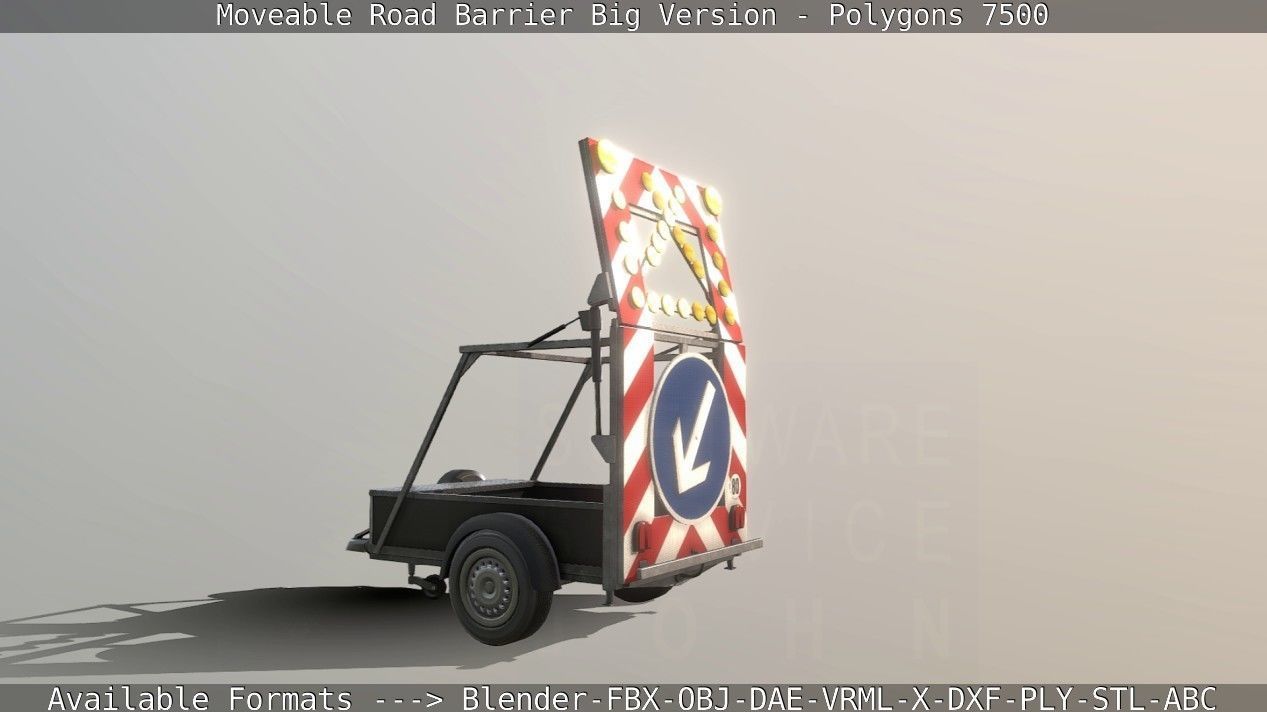 Moveable Barrier Big Version Low-poly 3D model_24