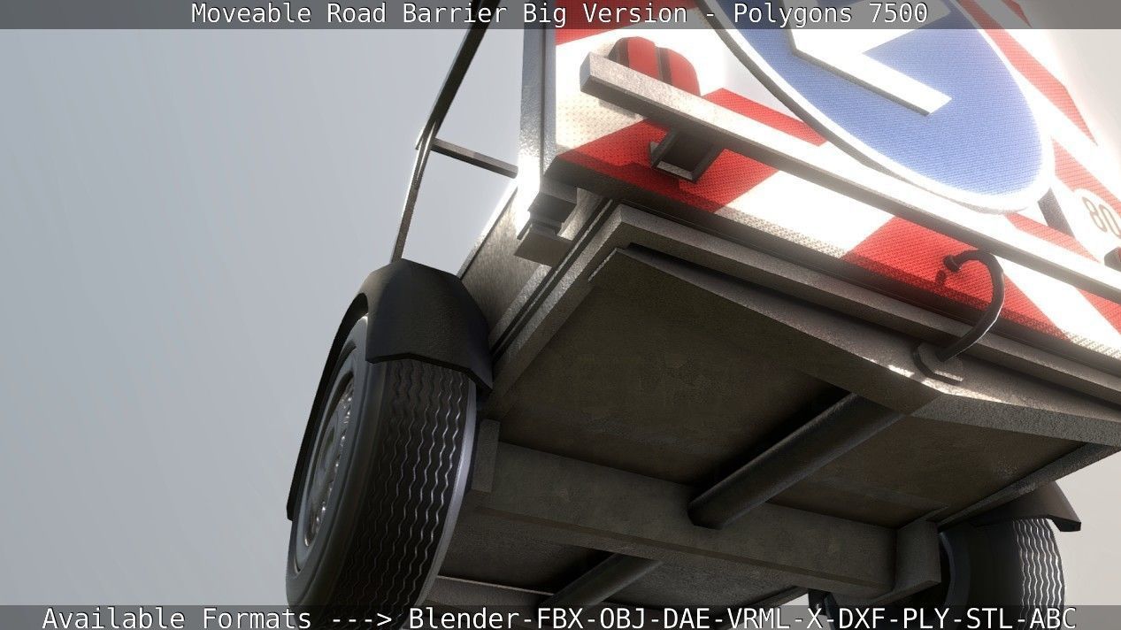 Moveable Barrier Big Version Low-poly 3D model_3