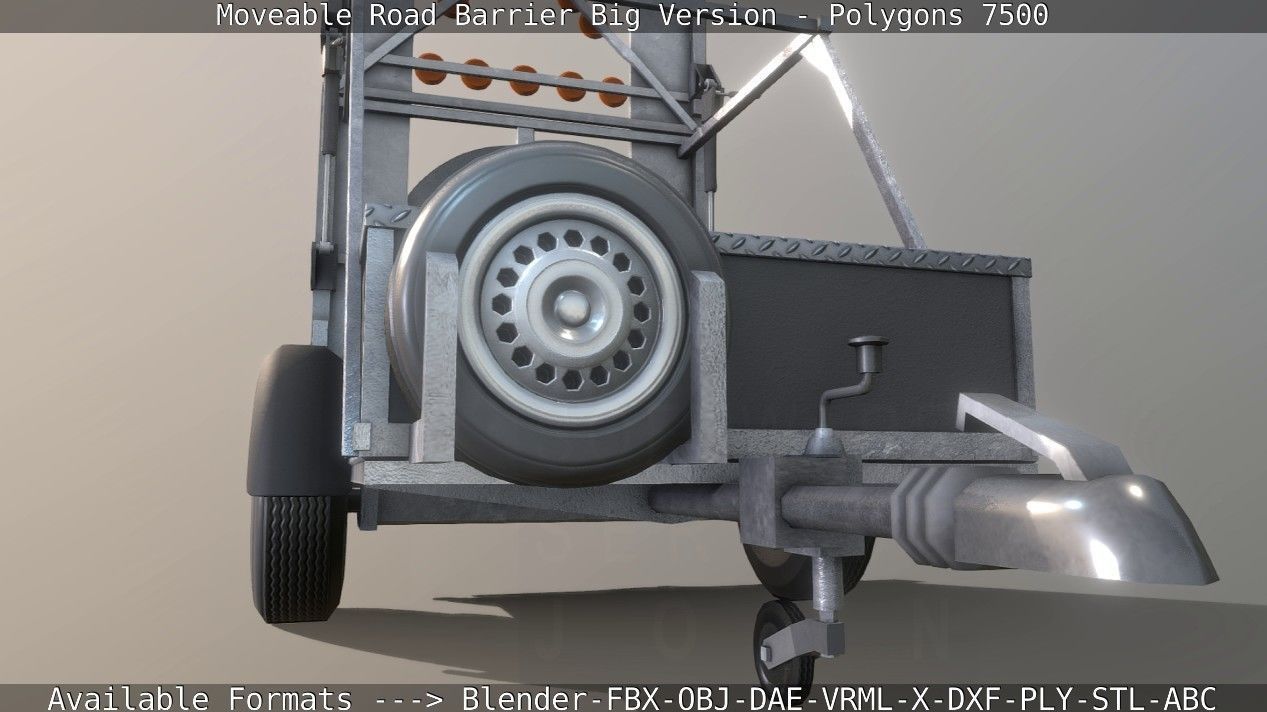 Moveable Barrier Big Version Low-poly 3D model_78