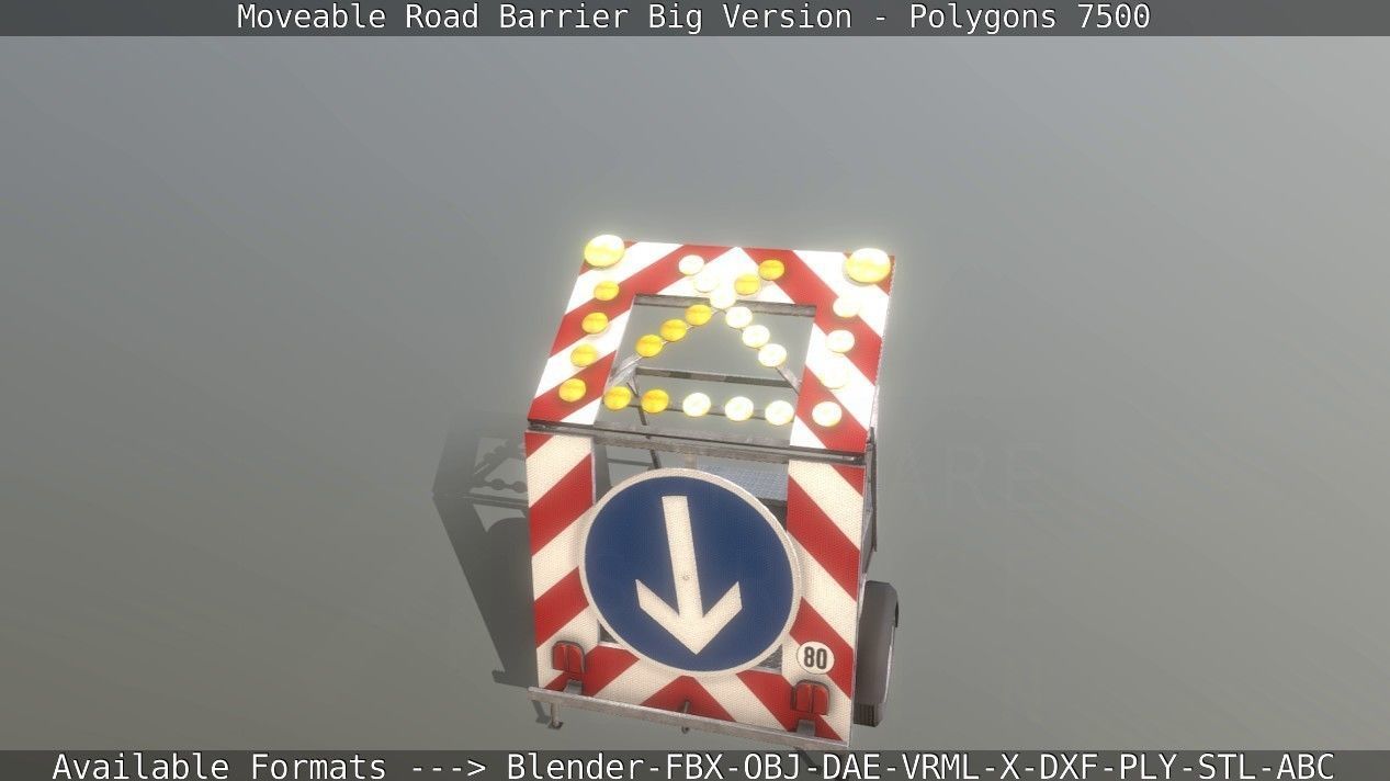 Moveable Barrier Big Version Low-poly 3D model_47