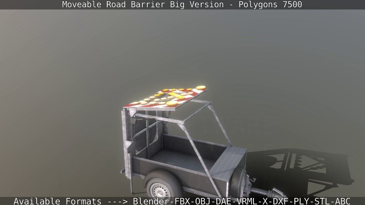 Moveable Barrier Big Version Low-poly 3D model_42