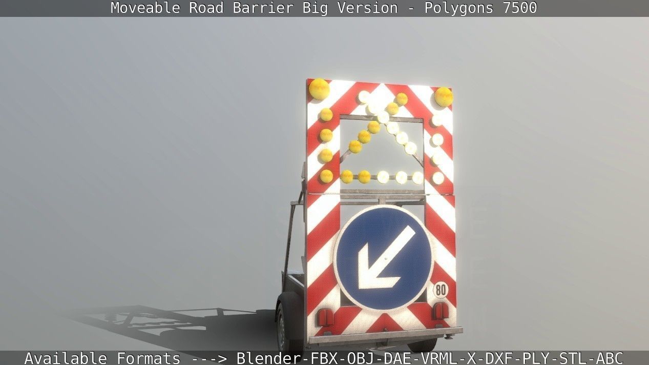 Moveable Barrier Big Version Low-poly 3D model_20