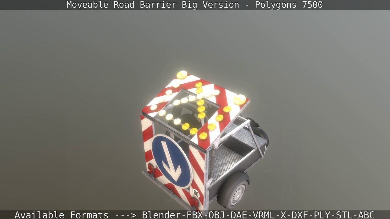 Moveable Barrier Big Version Low-poly 3D model_45