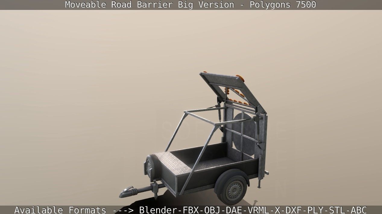Moveable Barrier Big Version Low-poly 3D model_29