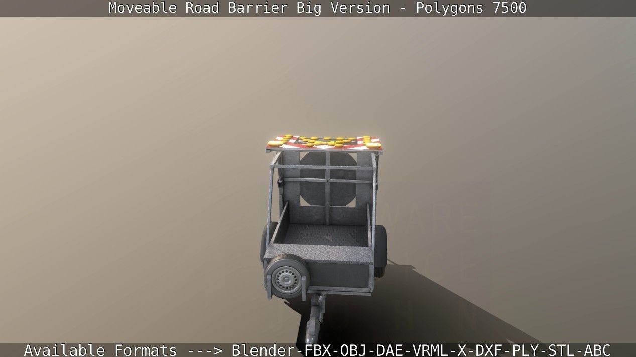 Moveable Barrier Big Version Low-poly 3D model_35