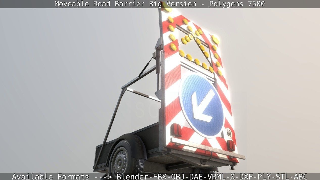 Moveable Barrier Big Version Low-poly 3D model_55