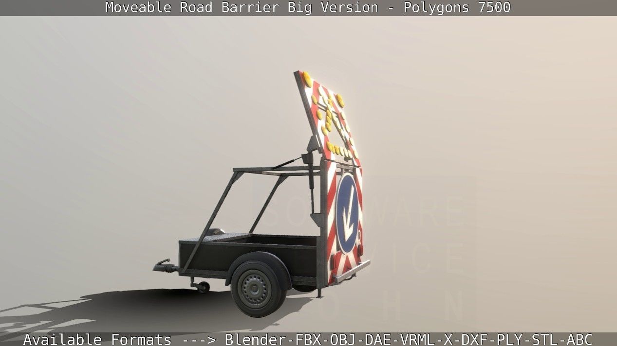 Moveable Barrier Big Version Low-poly 3D model_26