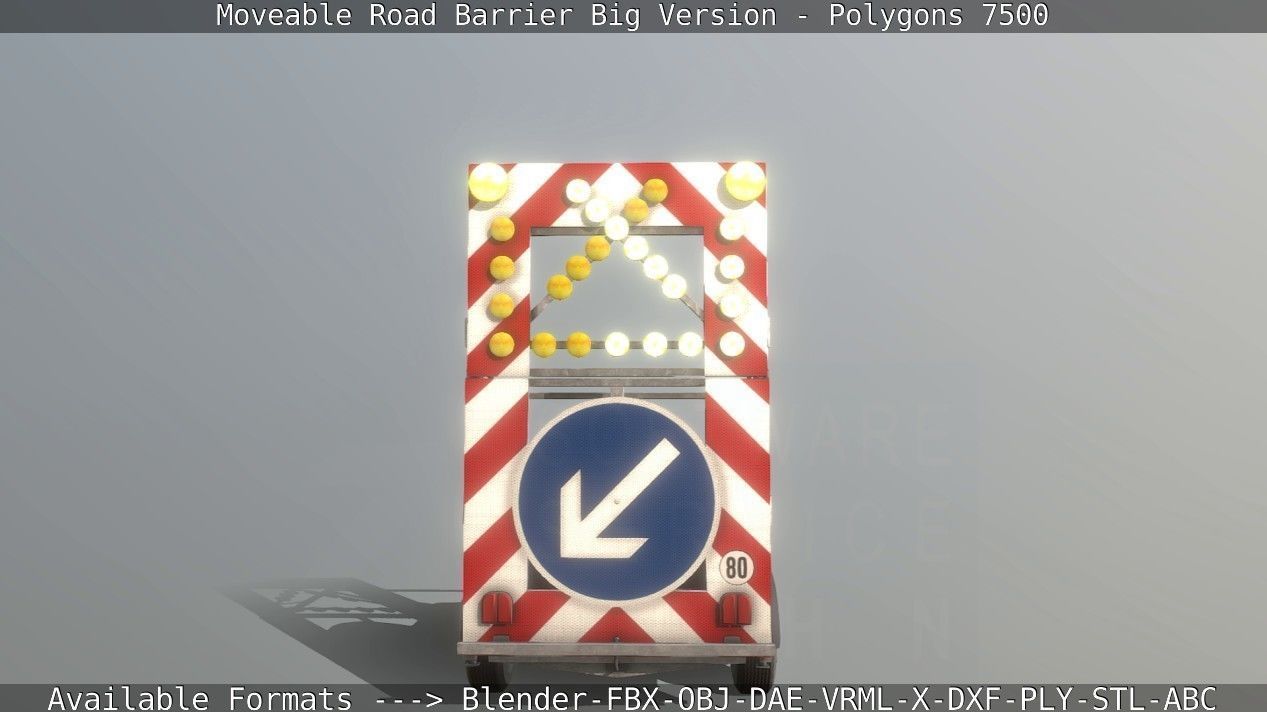 Moveable Barrier Big Version Low-poly 3D model_16