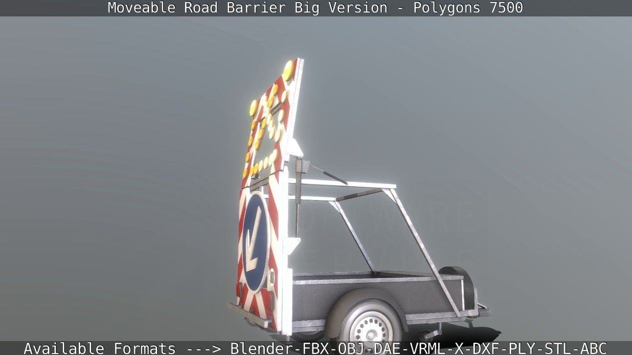 Moveable Barrier Big Version Low-poly 3D model_130
