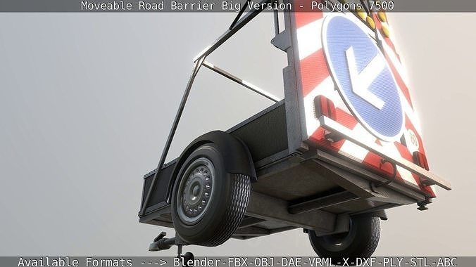 Moveable Barrier Big Version Low-poly 3D model 4