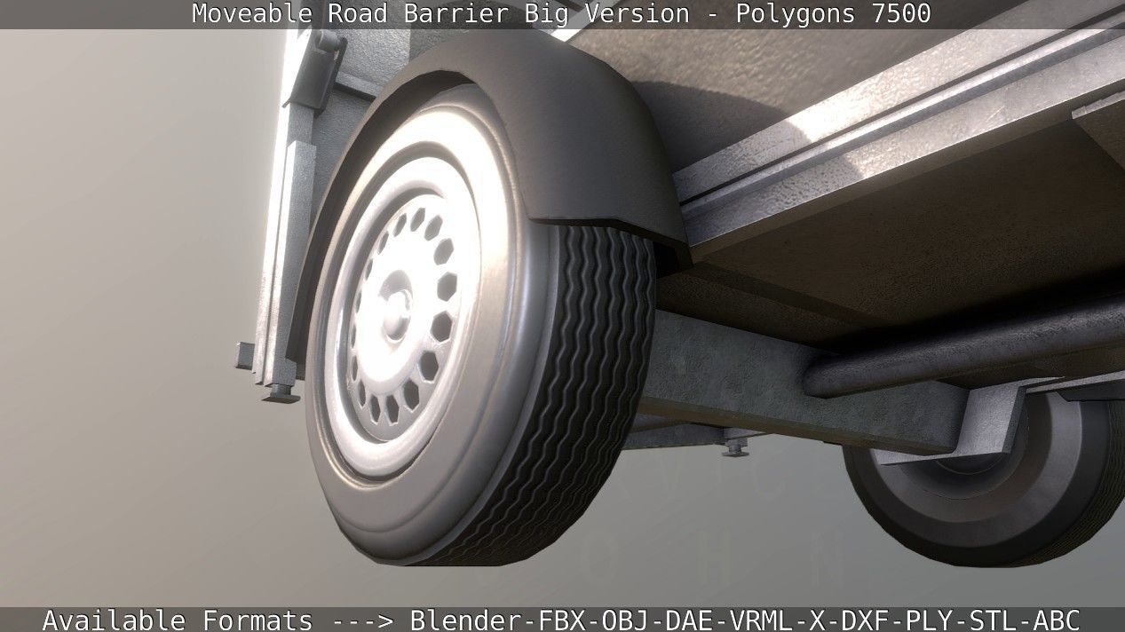 Moveable Barrier Big Version Low-poly 3D model_5