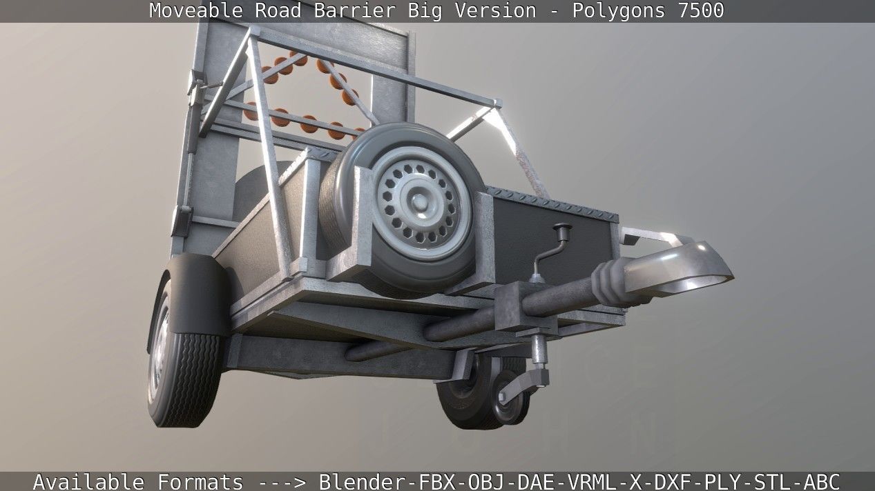 Moveable Barrier Big Version Low-poly 3D model_76