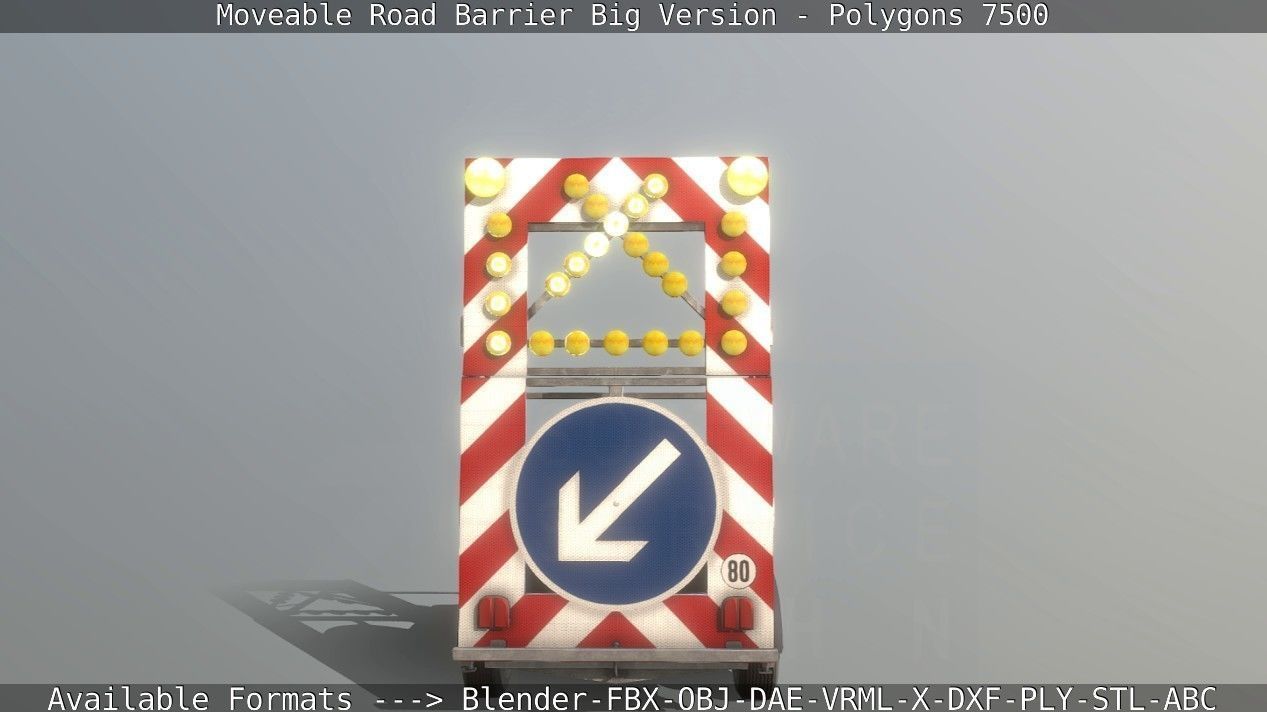 Moveable Barrier Big Version Low-poly 3D model_18