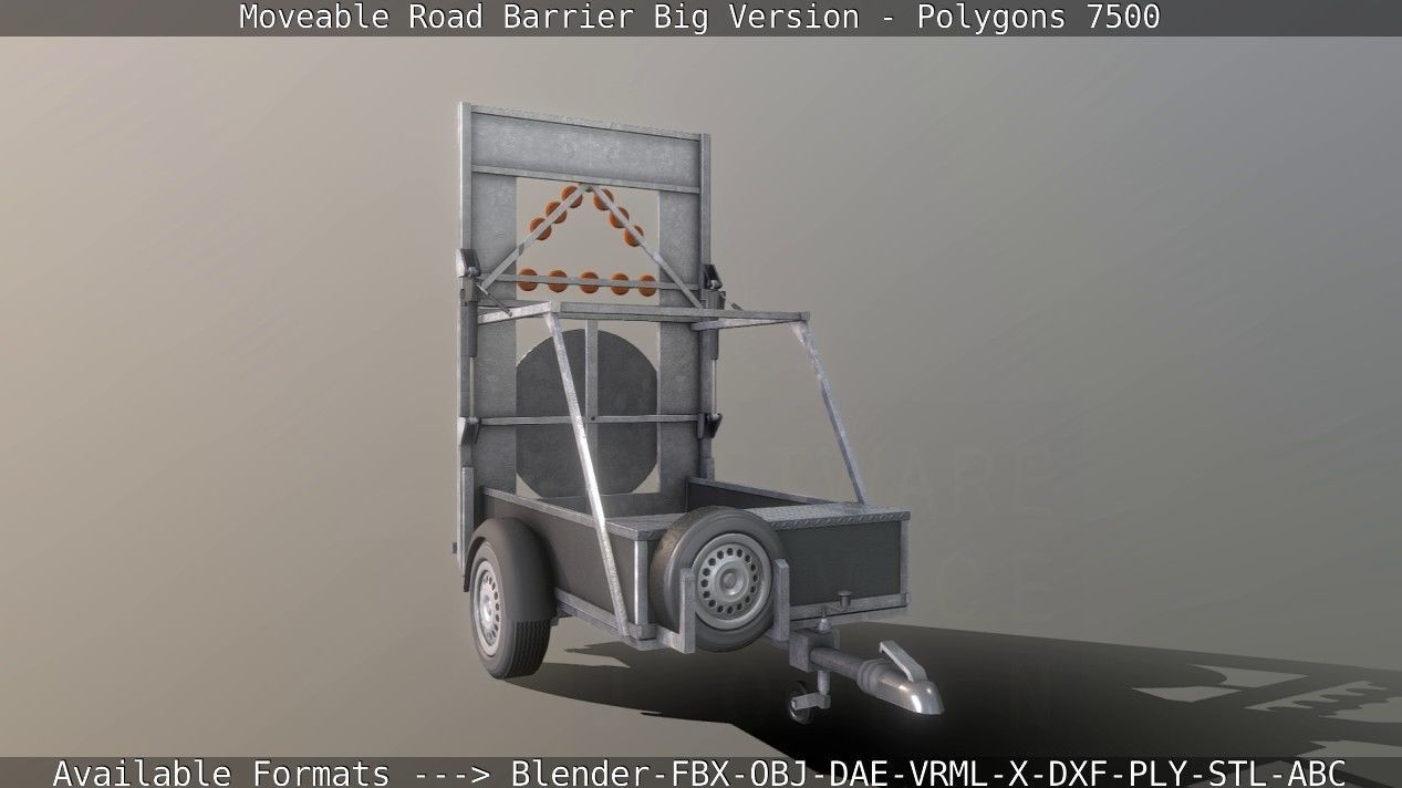 Moveable Barrier Big Version Low-poly 3D model_136