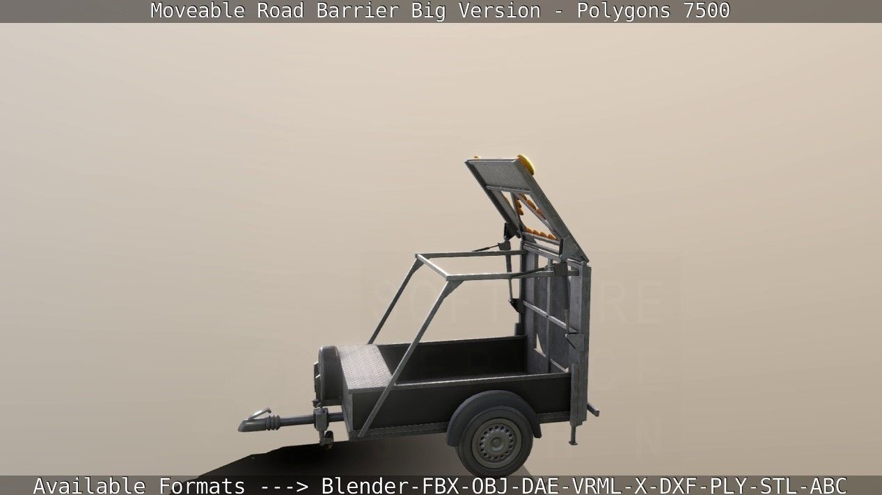 Moveable Barrier Big Version Low-poly 3D model_28