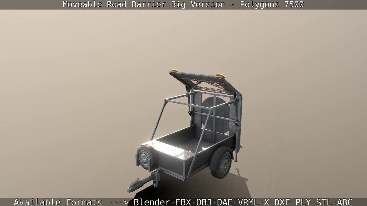 Moveable Barrier Big Version Low-poly 3D model_31