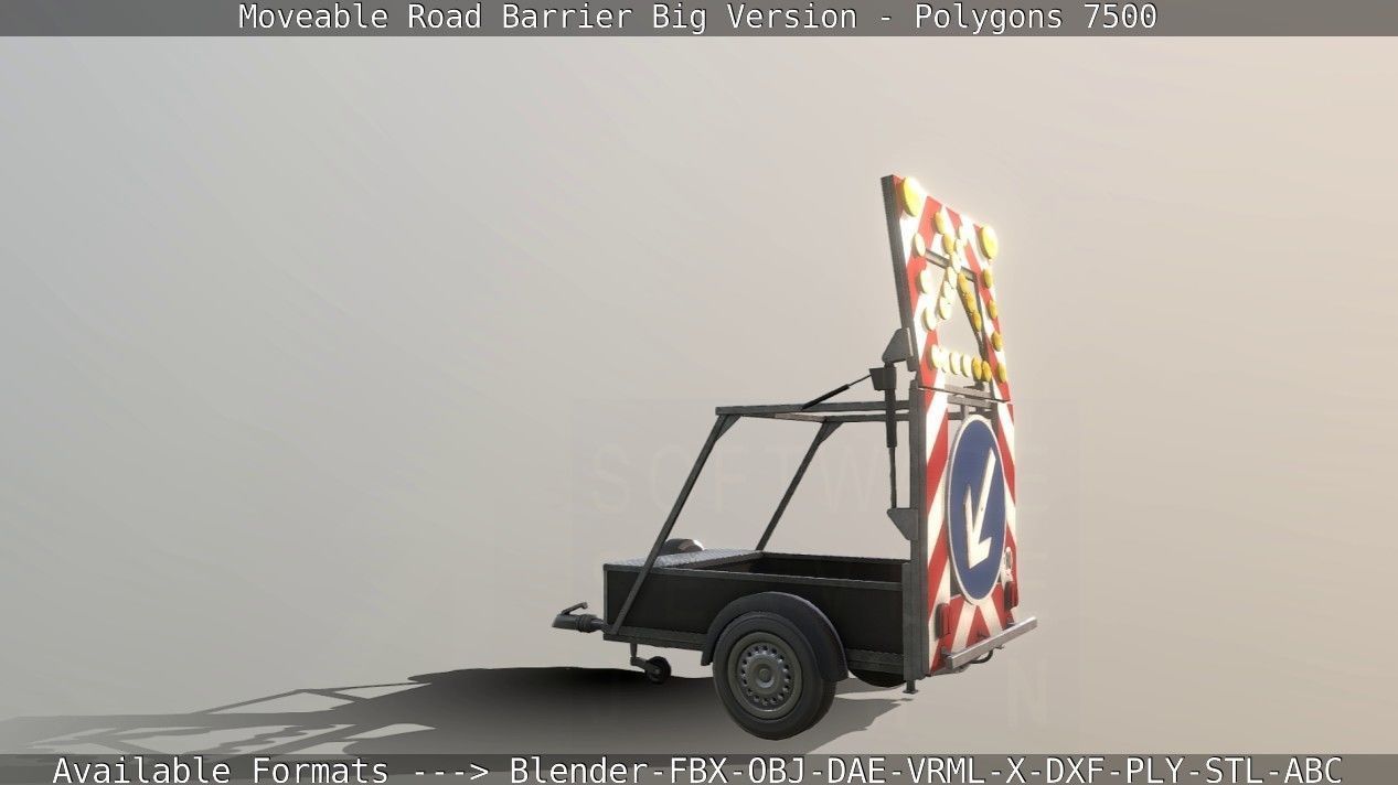 Moveable Barrier Big Version Low-poly 3D model_23