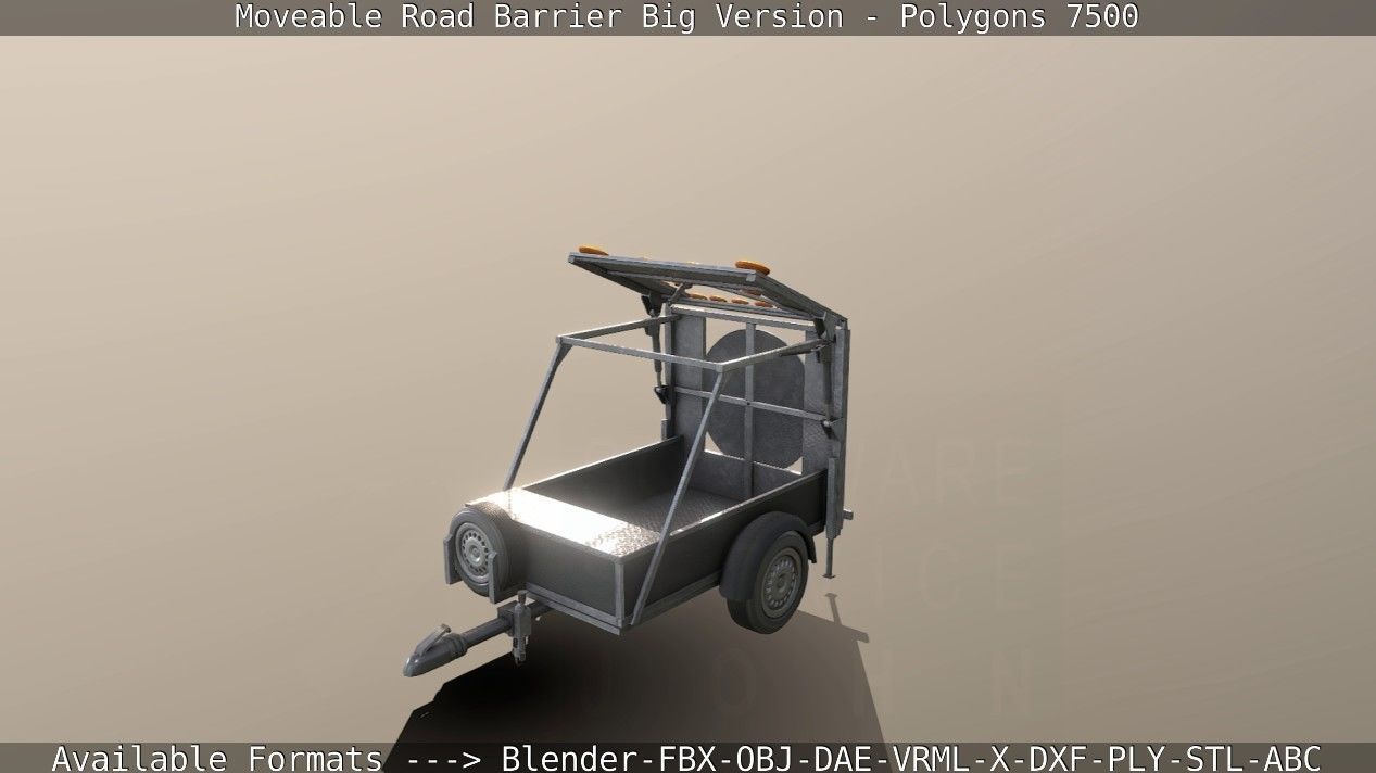 Moveable Barrier Big Version Low-poly 3D model_32