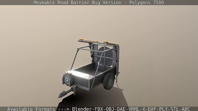 Moveable Barrier Big Version Low-poly 3D model 7