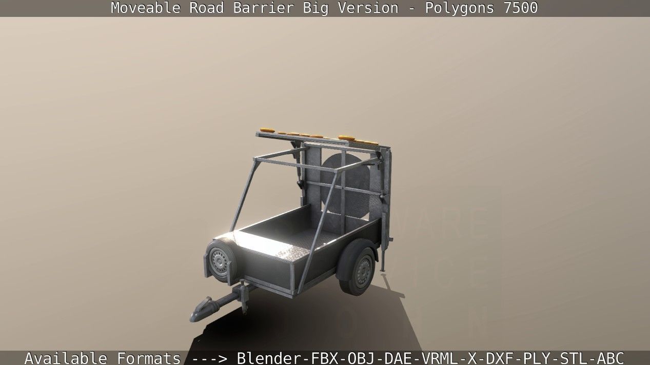Moveable Barrier Big Version Low-poly 3D model_7