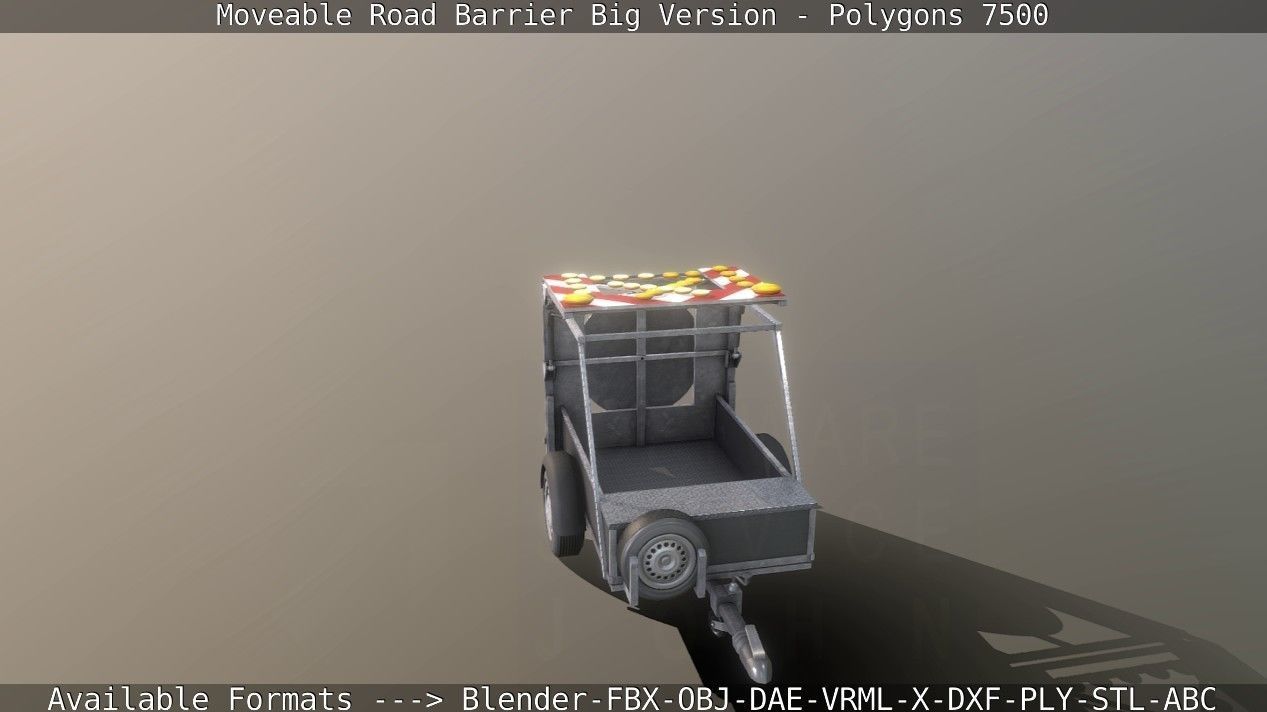 Moveable Barrier Big Version Low-poly 3D model_36