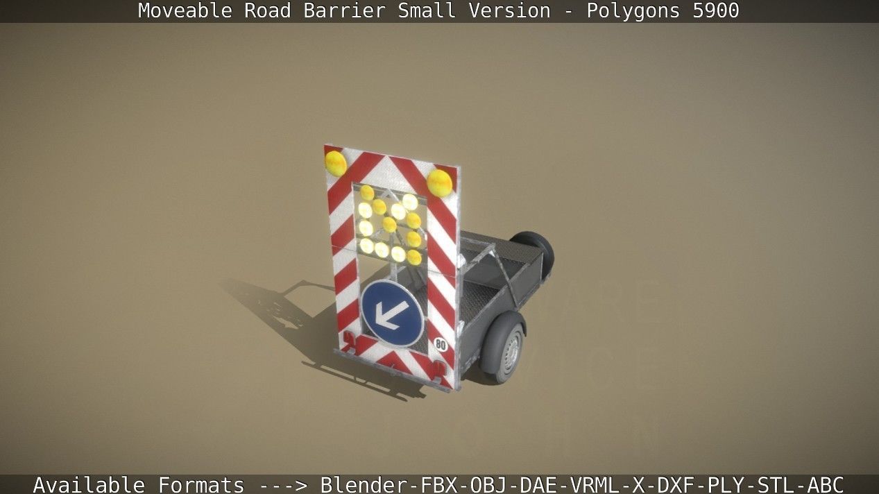 Moveable Barrier Small Version Low-poly 3D model_55