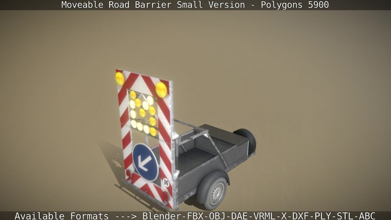 Moveable Barrier Small Version Low-poly 3D model_21