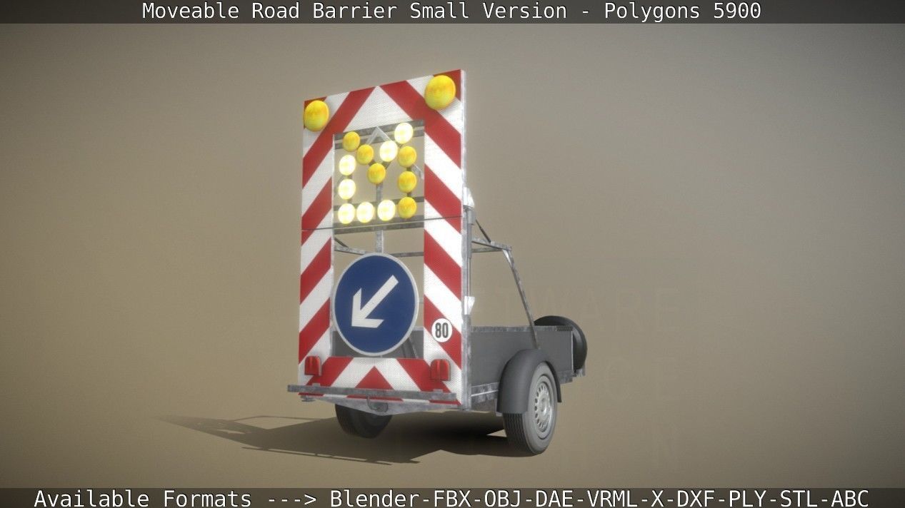 Moveable Barrier Small Version Low-poly 3D model_2