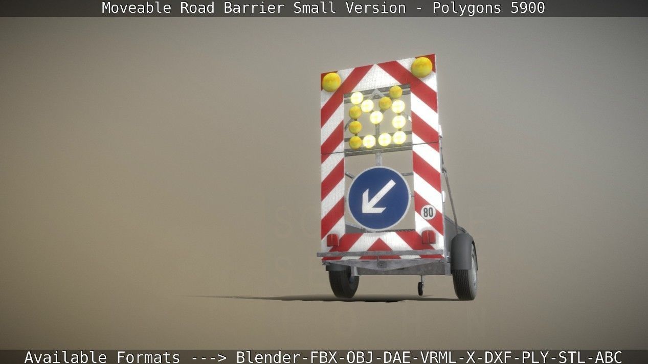 Moveable Barrier Small Version Low-poly 3D model_43