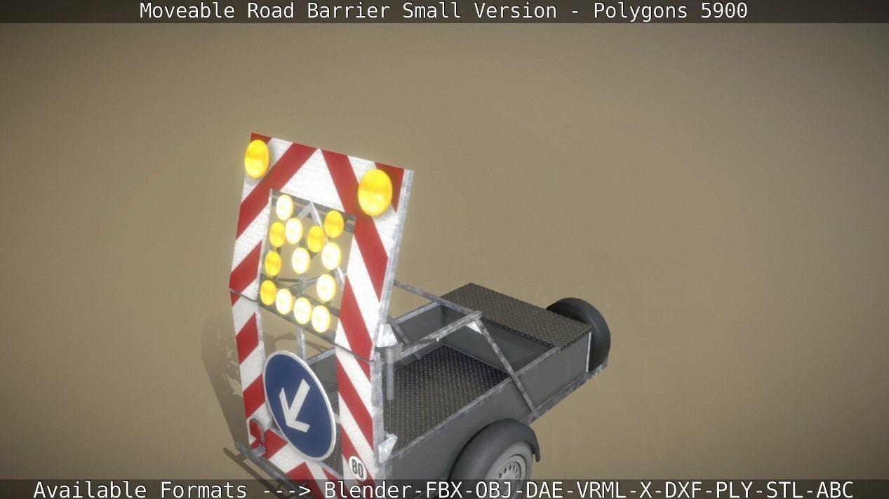 Moveable Barrier Small Version Low-poly 3D model_28