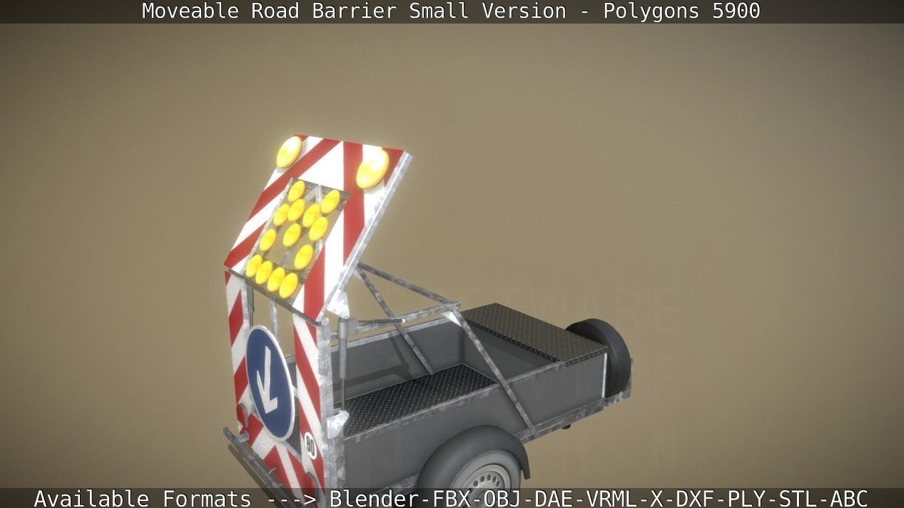 Moveable Barrier Small Version Low-poly 3D model_29