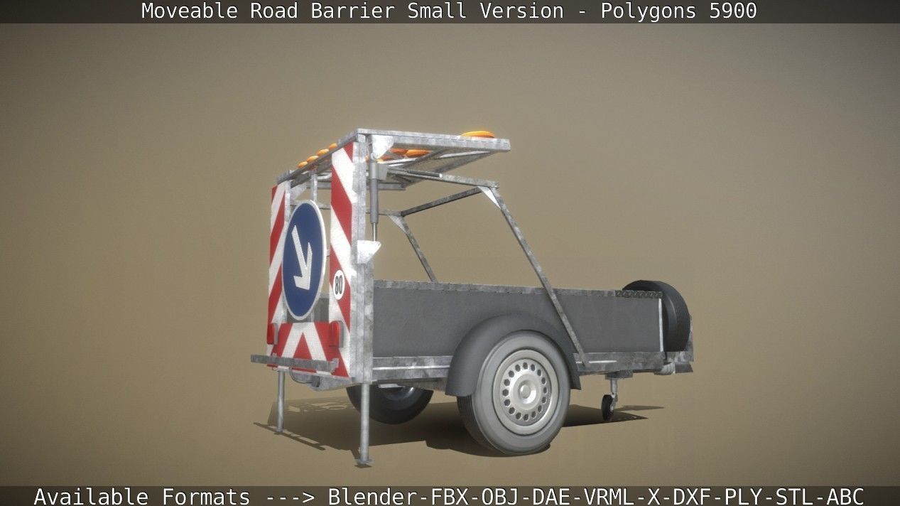 Moveable Barrier Small Version Low-poly 3D model_3