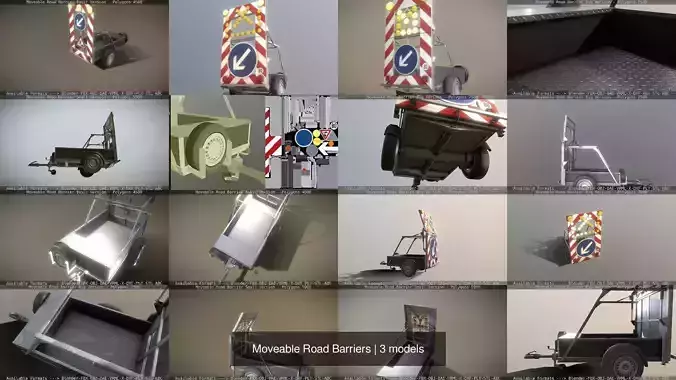 Moveable Road Barriers 3D Model Collection