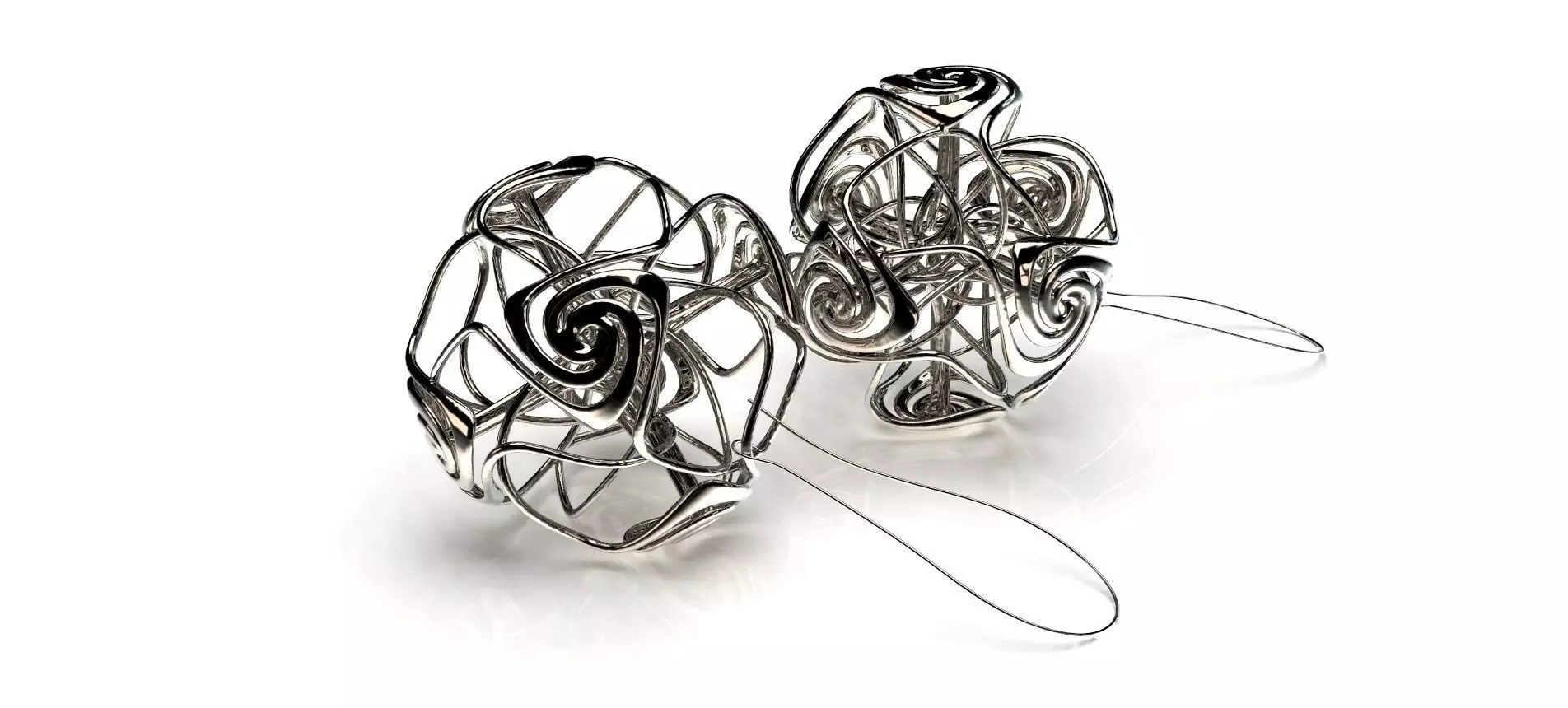 Swirly abstract silver ring 3D print model_0